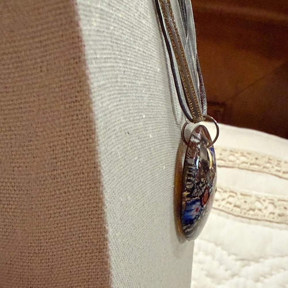 Millefiori Italian Glass Pendant with Gold and Silver Background “ - Picture 7 of 9